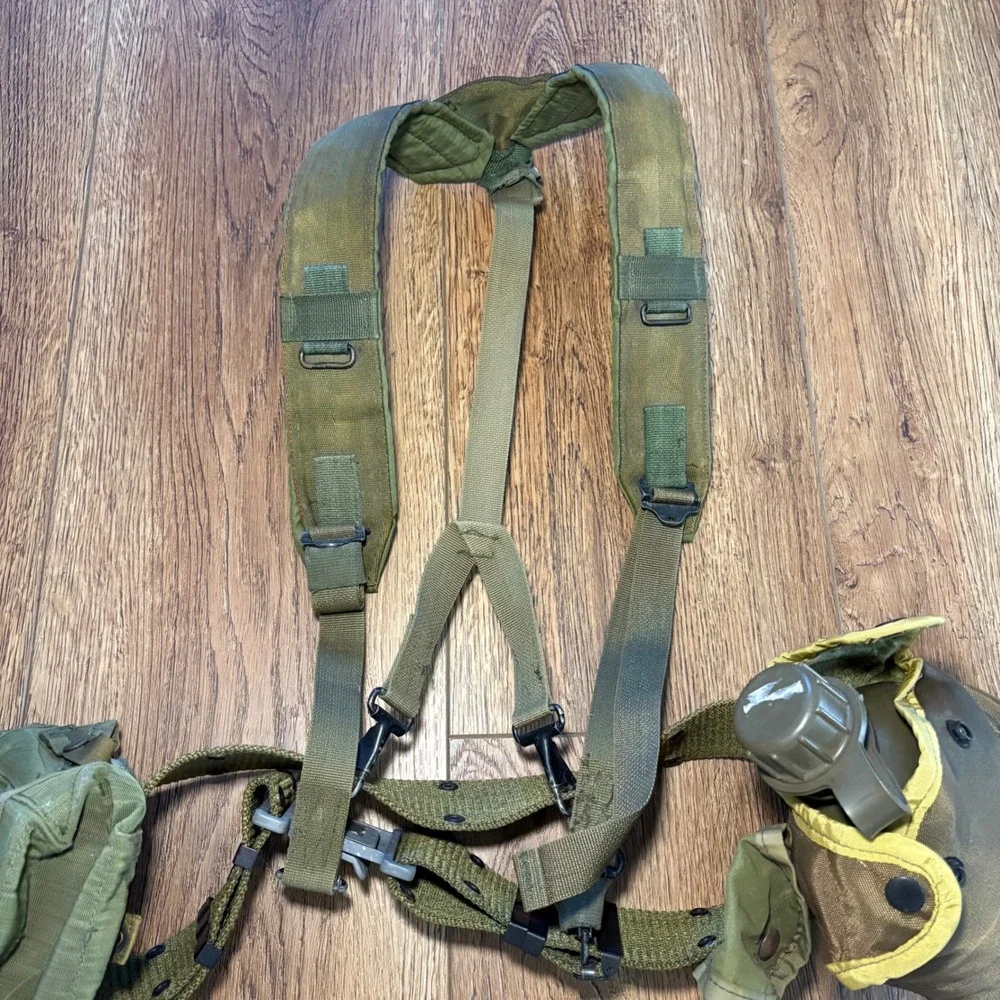 VTG US Military‎ ALICE Load Bearing Web Gear Belt Suspenders Canteen Pouch Set